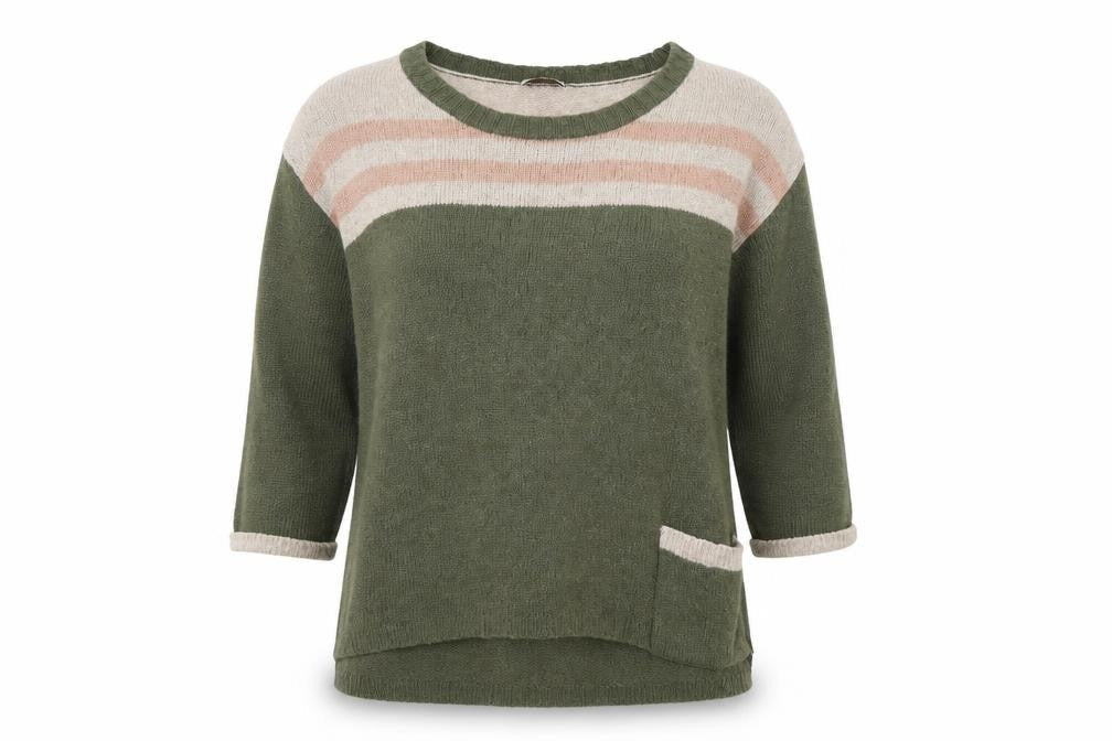 Front view of Wrap women’s green jumper, size XS