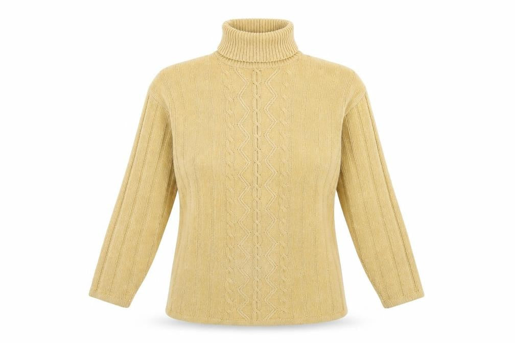 Front view of Holmewood women’s beige knit jumper, size UK 12