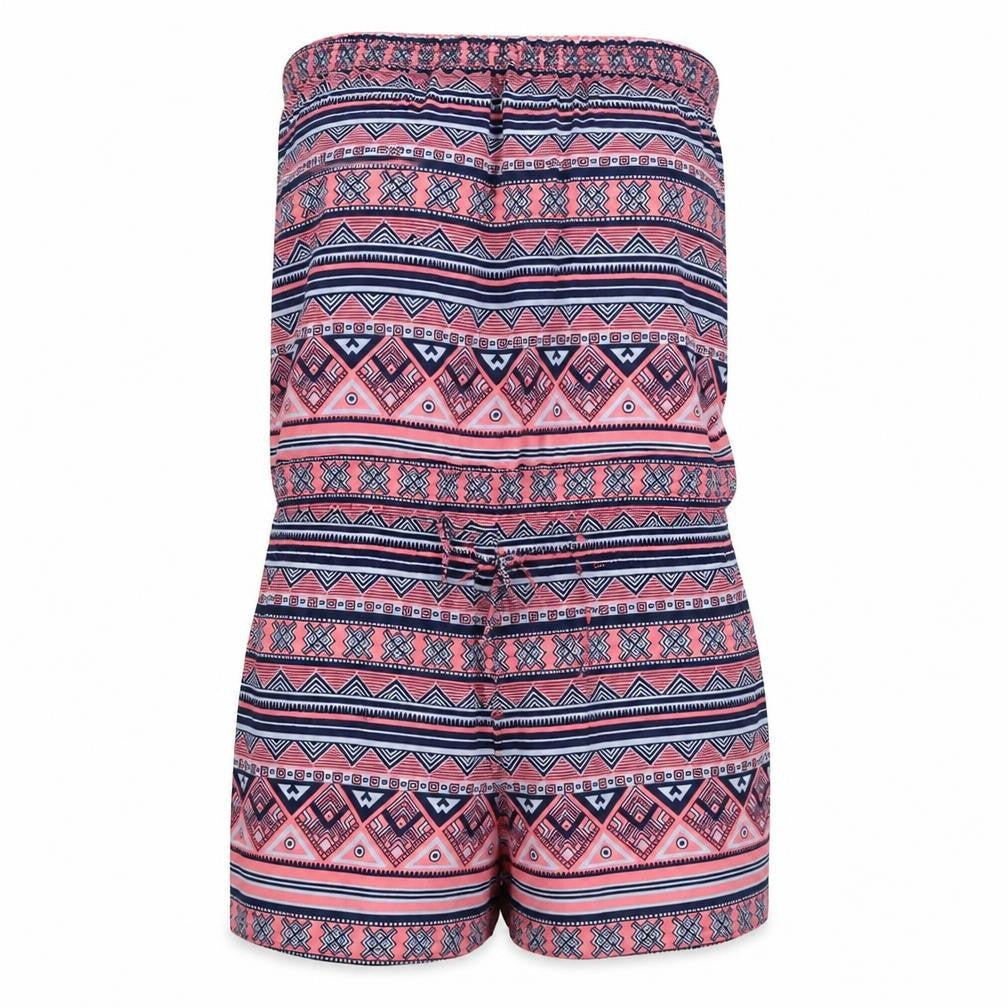 Front view of Ocean Club women’s multicoloured geometric jumpsuit one-piece, size UK 8, 3-inch leg