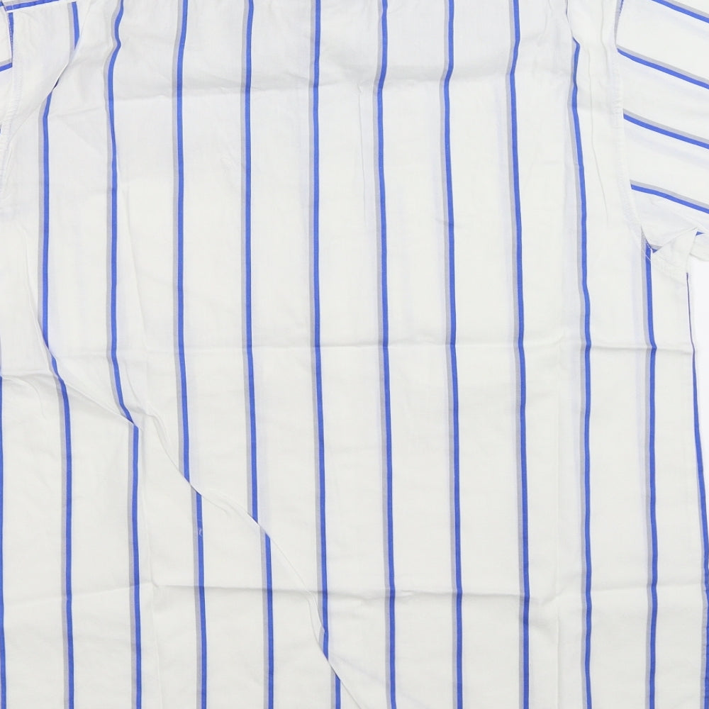 Wide Boy Mens White Striped   Button-Up Size M
