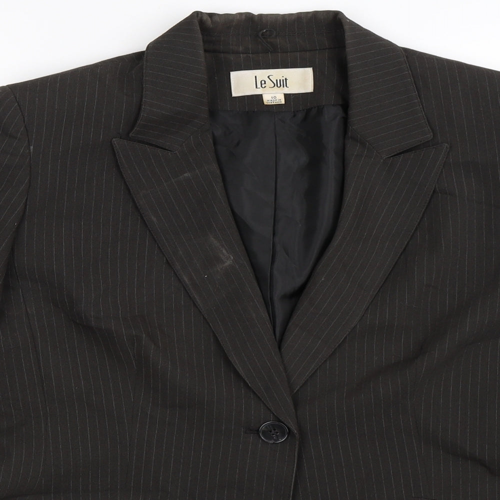 Le Suit Womens Black Striped  Jacket Suit Jacket Size 10