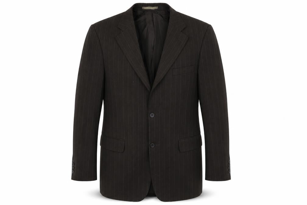 Front view of Taylor & Wright men’s black striped jacket suit jacket, size 40