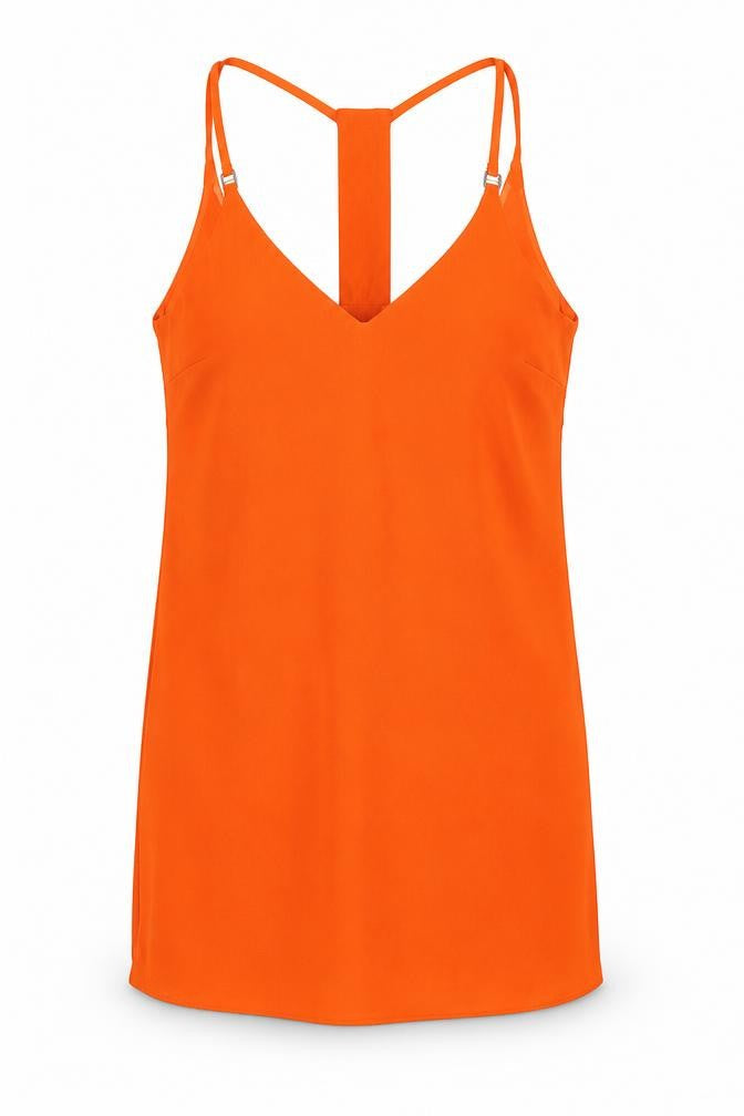Front view of New Look women’s orange camisole blouse, size UK 10