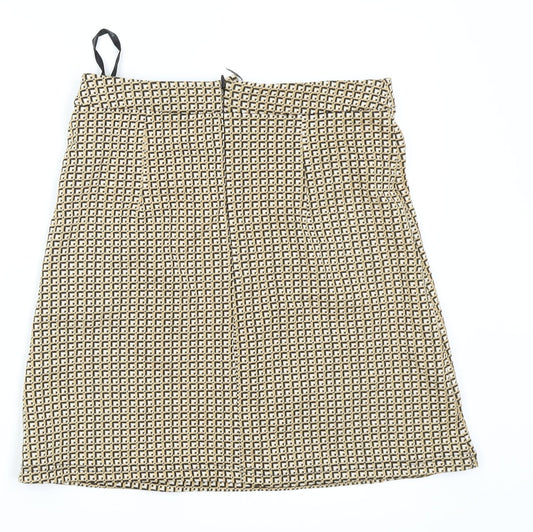 Dorothy Perkins Womens Yellow Geometric  Straight & Pencil Skirt Size 8