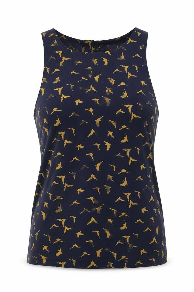 Front view of Glamorous women’s blue polka dot camisole t-shirt, size UK 10