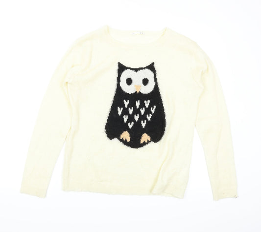 LFT Womens White   Pullover Jumper Size M  - Owl