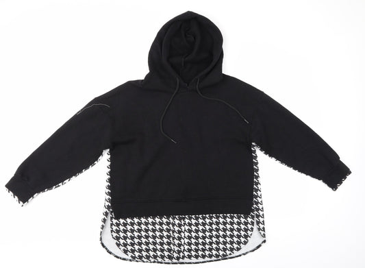 Cameo rose Womens Black Houndstooth  Pullover Hoodie Size S