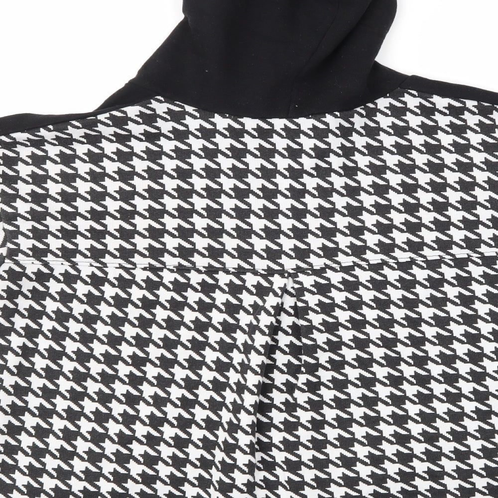 Cameo rose Womens Black Houndstooth  Pullover Hoodie Size S