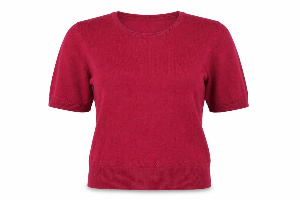 Front view of Marks & Spencer women’s purple jumper, size UK 12