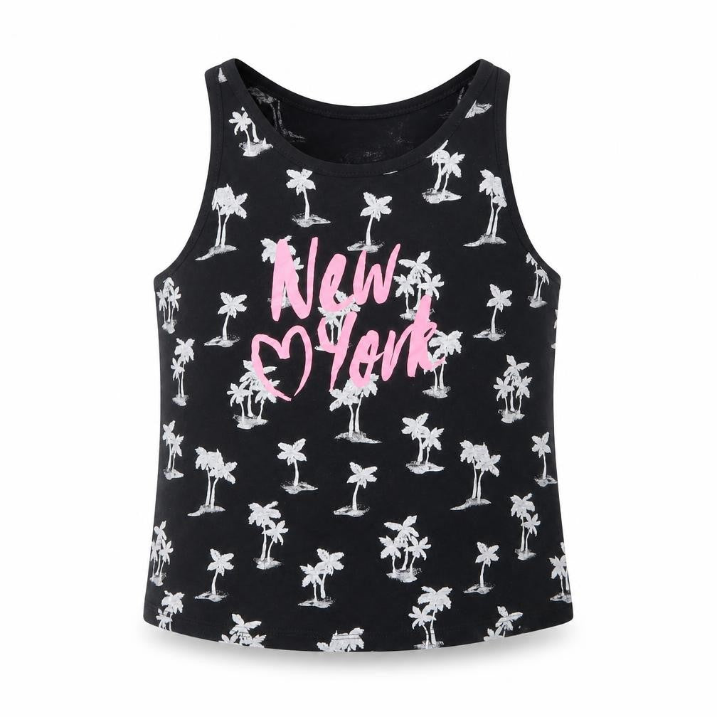 Front view of H&M girls’ black basic tank, size 10-11, years
