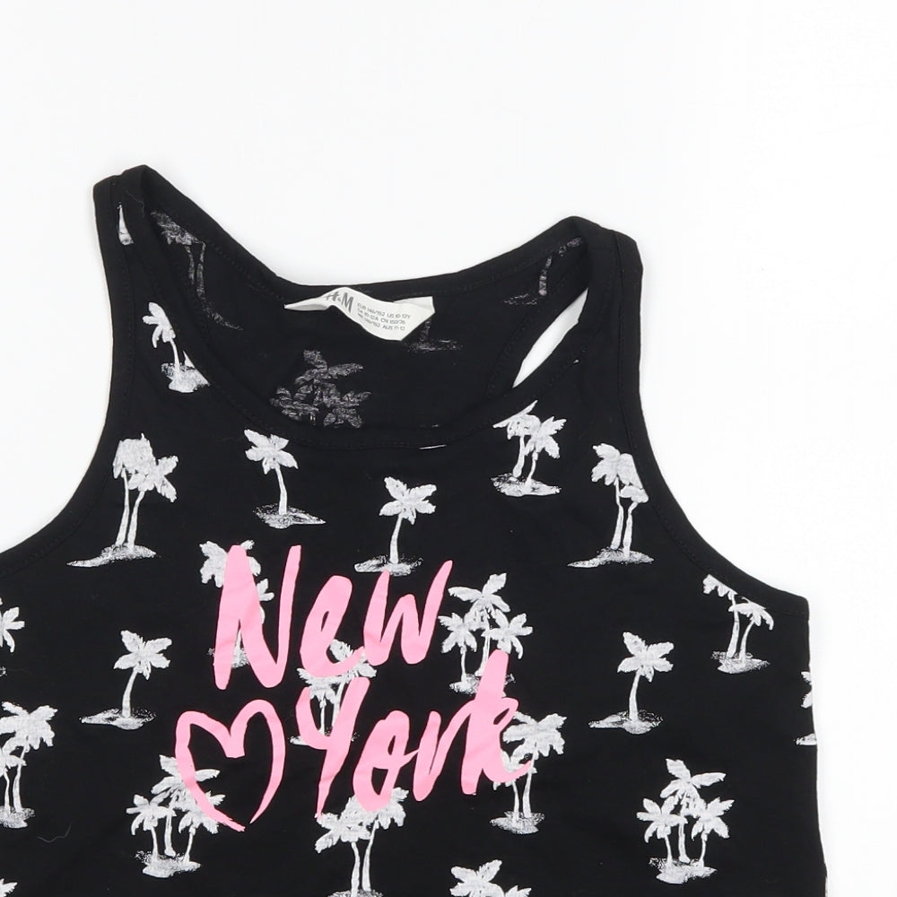 H&M Girls Black   Basic Tank Size 10-11 Years