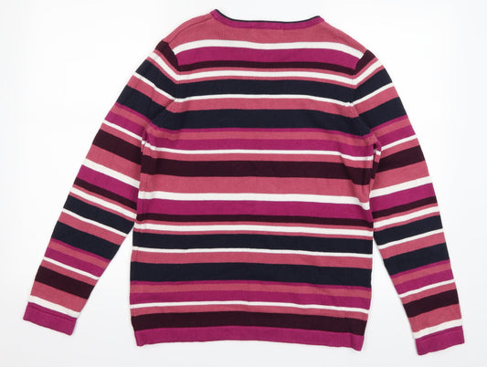 isle Womens Pink Striped  Pullover Jumper Size S