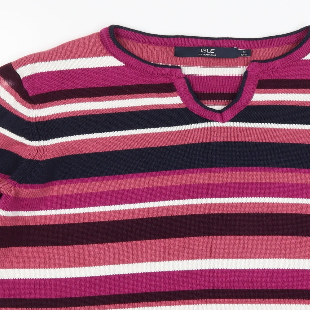 isle Womens Pink Striped  Pullover Jumper Size S