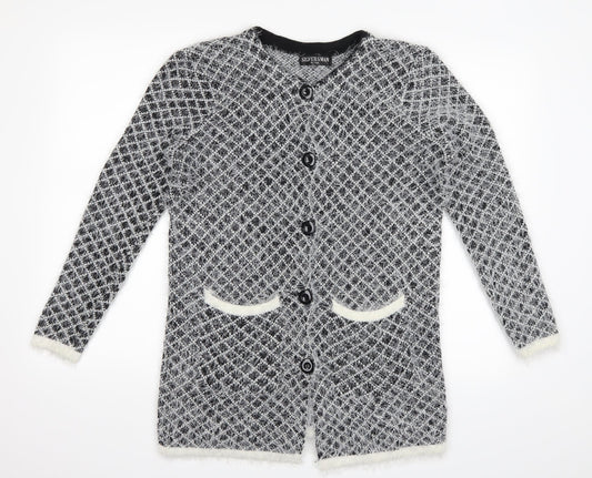 Silver Swan Womens Black Plaid  Cardigan Jumper Size XL