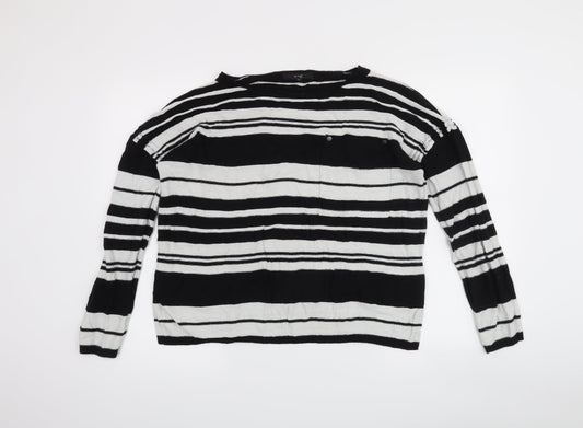 NEXT Womens Black Striped  Pullover Jumper Size 14