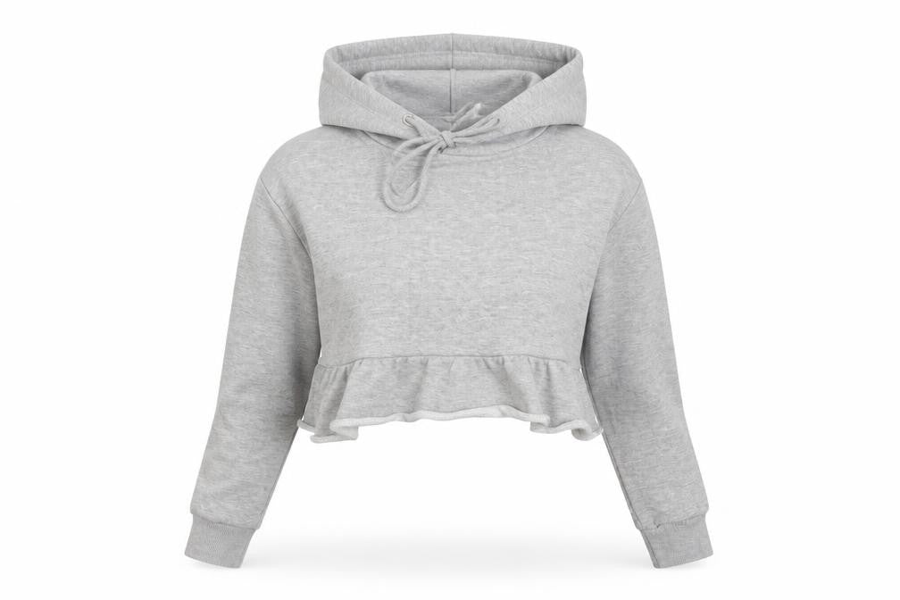Front view of PRETTYLITTLETHING women’s grey jumper, size UK 10
