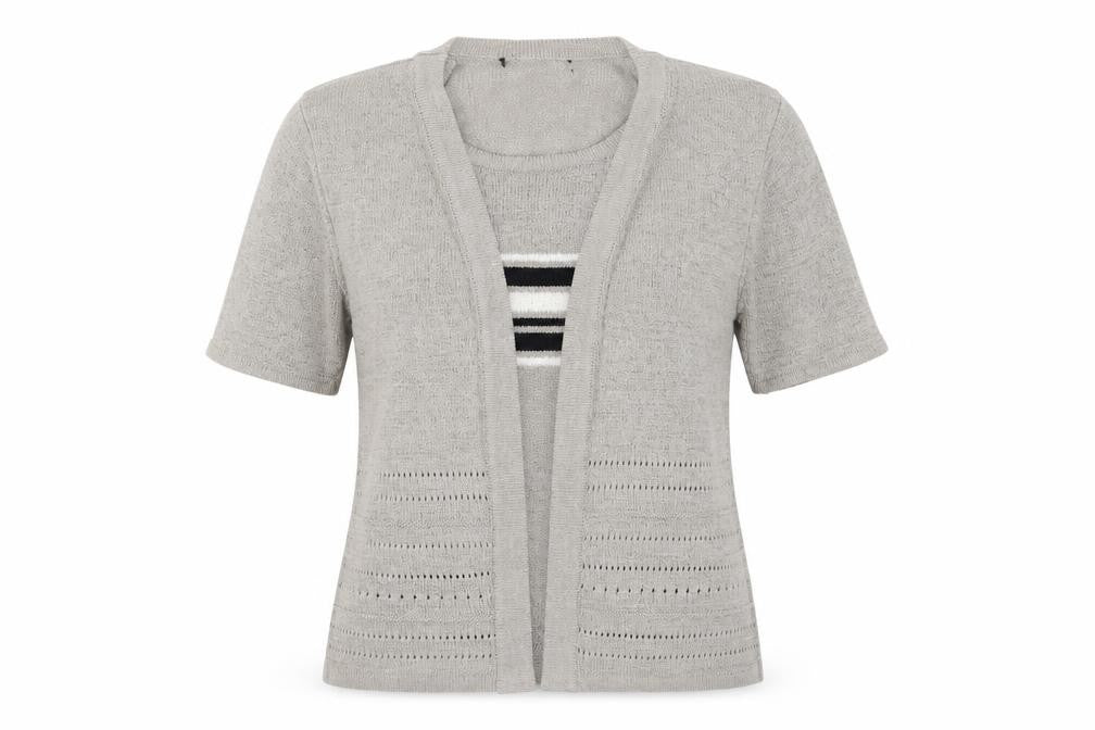 Front view of Preworn women’s brown cardigan jumper, size M
