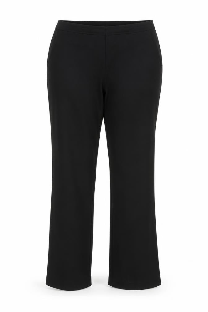 Front view of New Look women’s black trousers, size UK 14, 28-inch leg