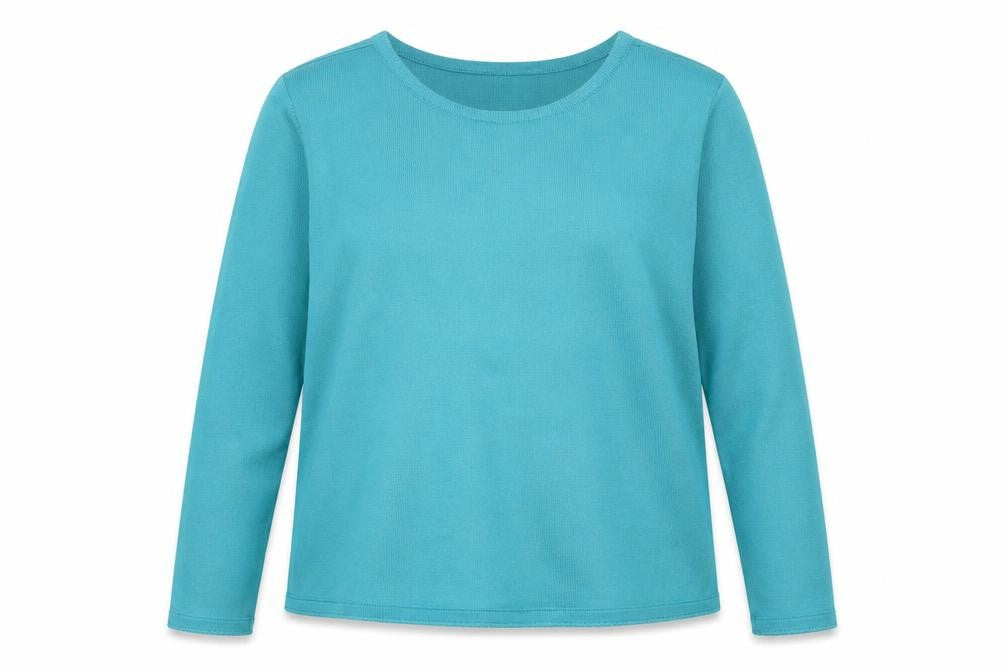 Front view of Bonmarché women’s blue jumper, size M
