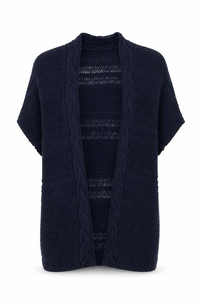 Front view of Soon women’s blue cardigan jumper, size UK 12