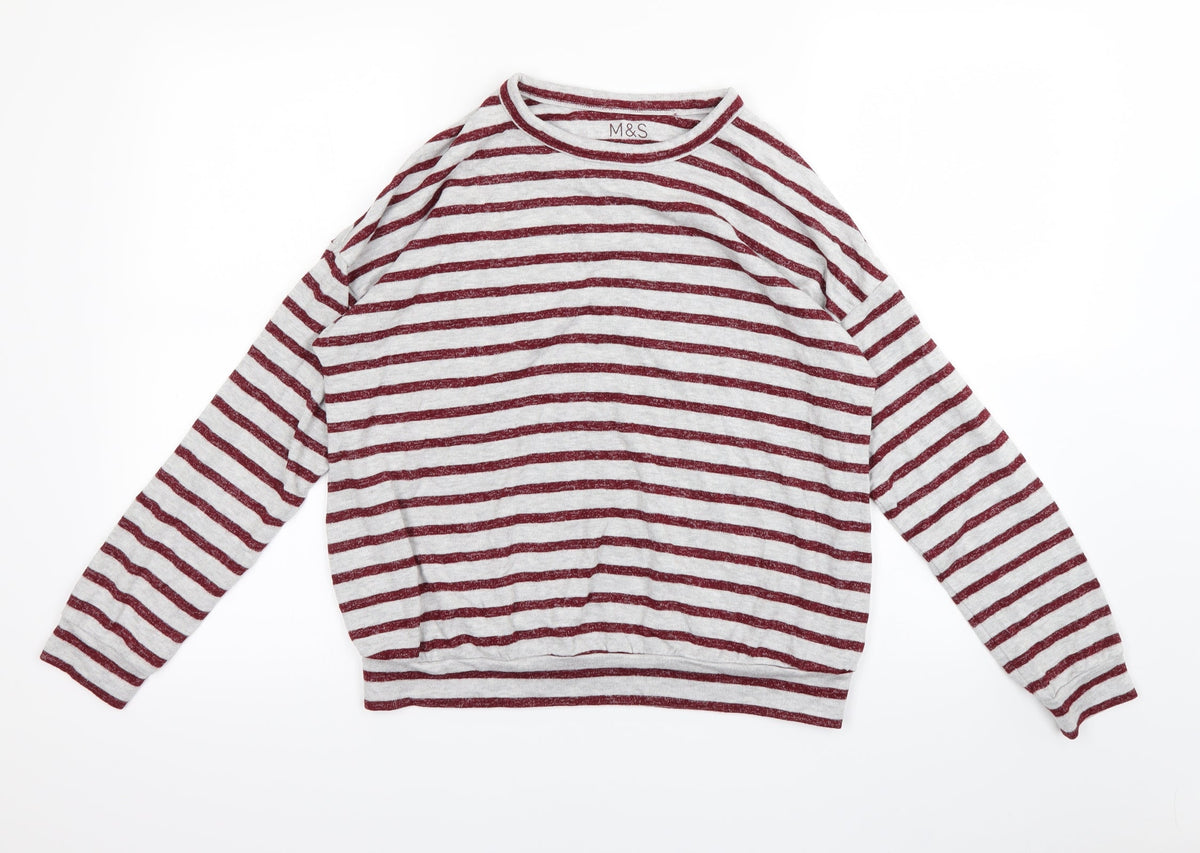 Front view of Marks & Spencer girls’ red striped rayon jumper, size 12-13, years