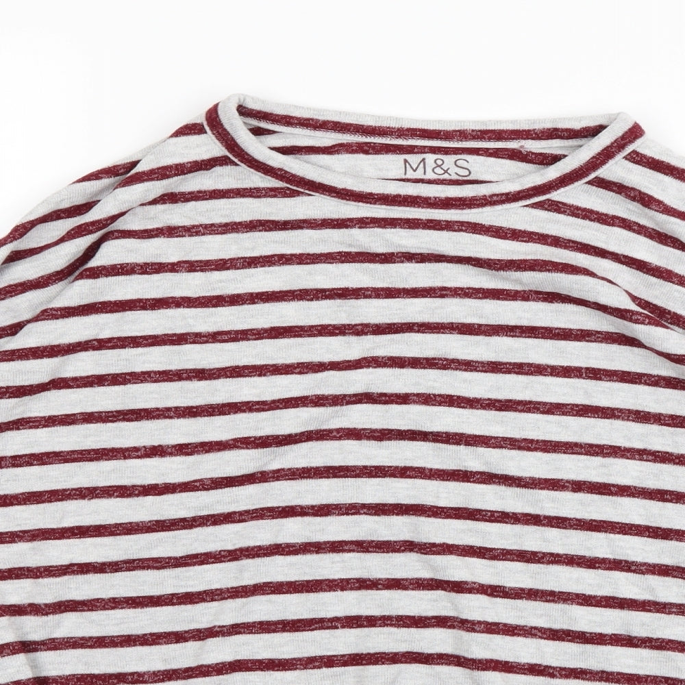 Close-up detail of Marks & Spencer girls’ red striped rayon jumper, size 12-13, years