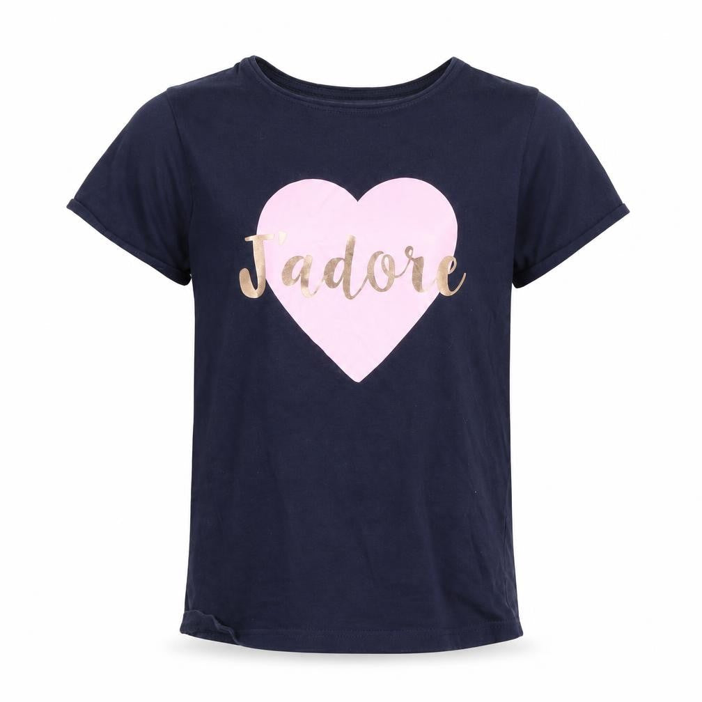 Front view of YD girls’ blue basic t-shirt, size 12, years