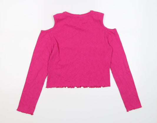 M&Co Girls Pink   Pullover Jumper Size 13-14 Years  - Cold Shoulder