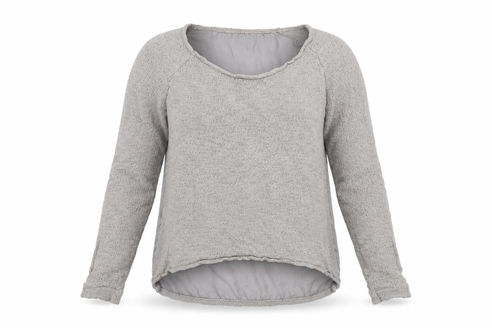 Front view of Cubus women’s grey knit jumper, size M, - satin back
