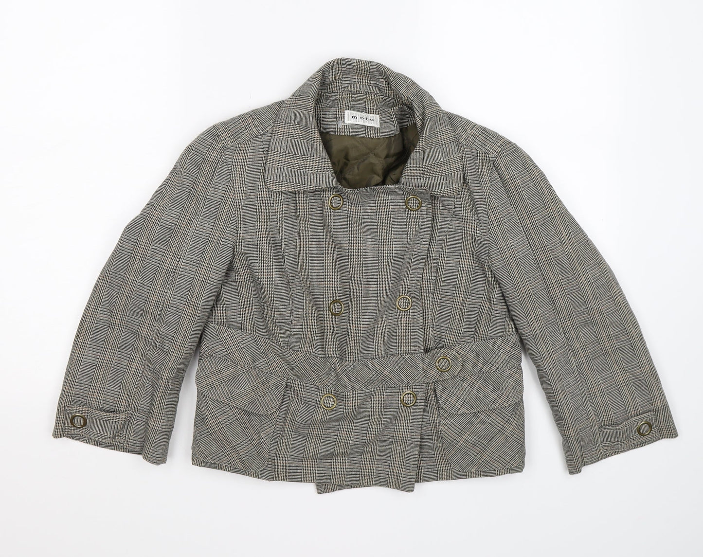 Moto Womens Grey Check Knit Jacket  Size 10