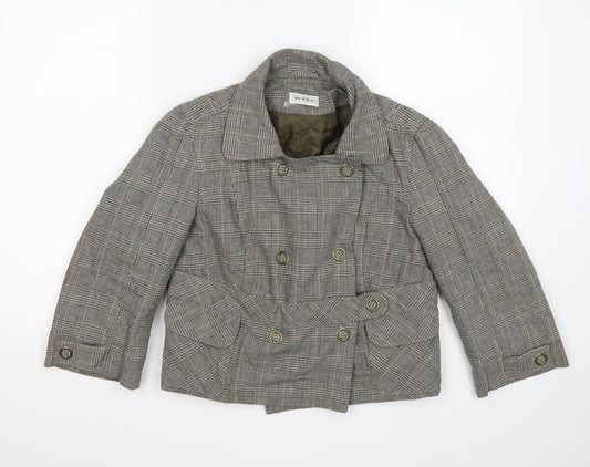 Moto Womens Grey Check Knit Jacket  Size 10