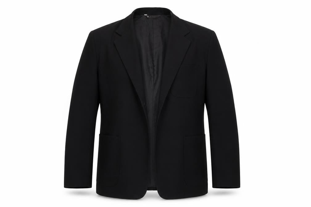 Front view of BHS men’s black jacket suit jacket, size 42