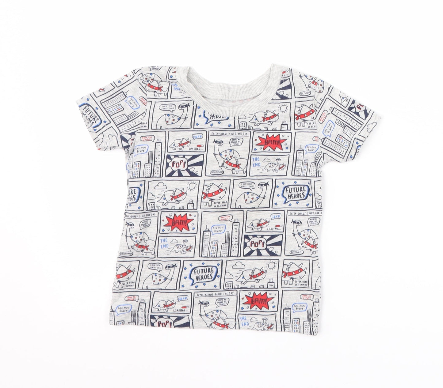 George Boys Grey   Basic T-Shirt Size 6-9 Months  - Dinosaur