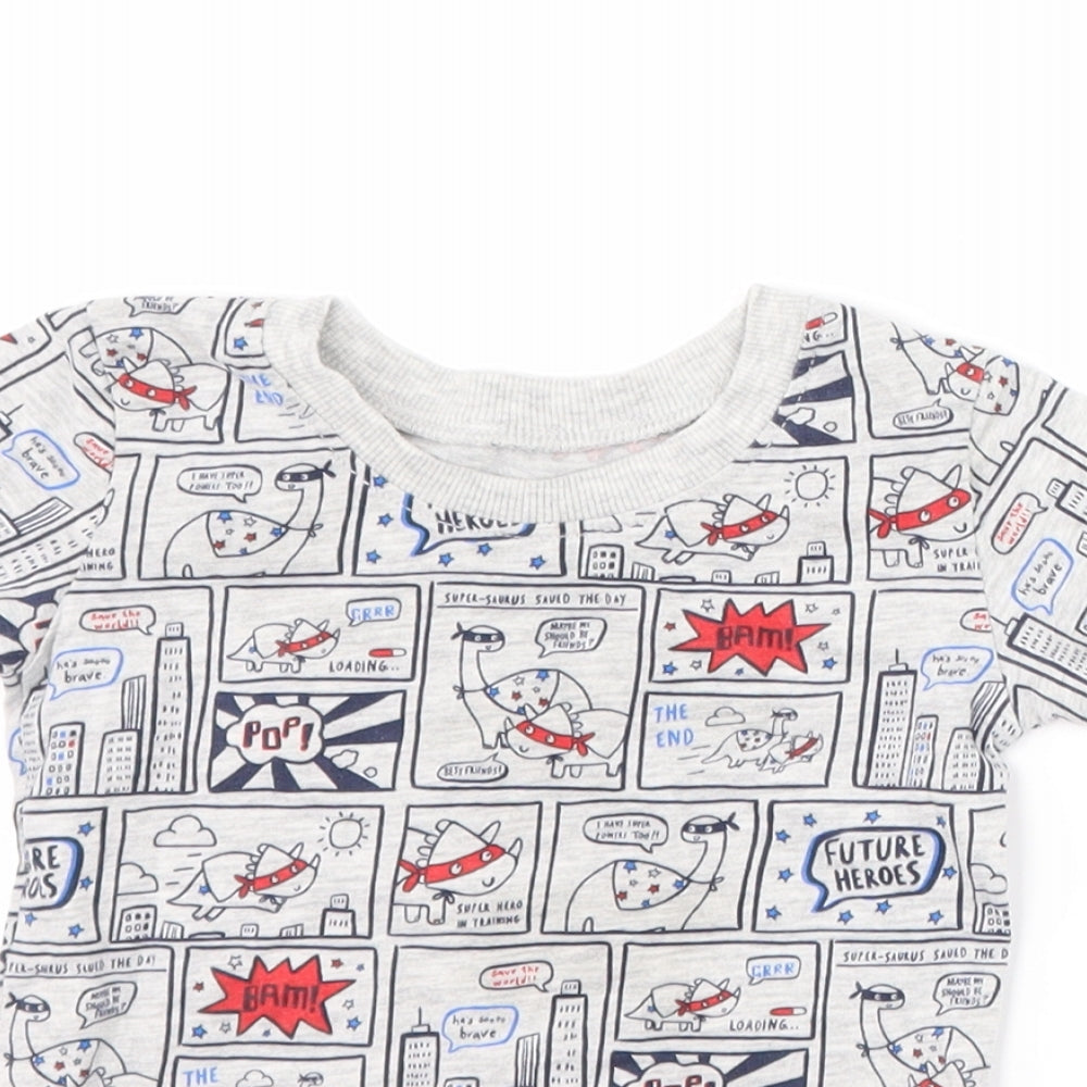 George Boys Grey   Basic T-Shirt Size 6-9 Months  - Dinosaur