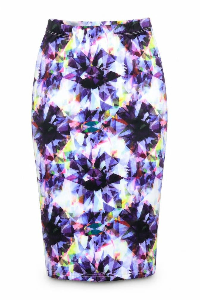 Front view of AX Paris women’s purple argyle/diamond straight & pencil skirt, size UK 8