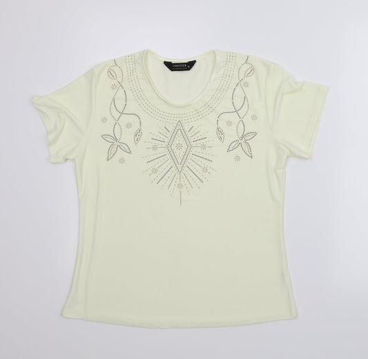 Forever Womens Beige Floral  Basic Blouse Size M