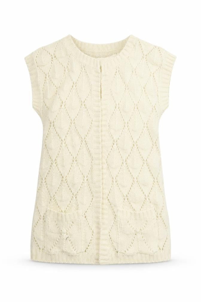 Front view of YD girls’ ivory cardigan jumper, size 11-12, years