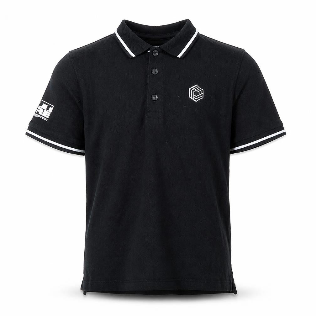 Front view of F&F boys’ black basic polo, size 8-9, years