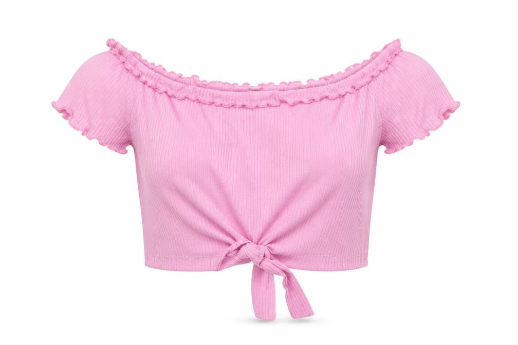 Front view of Misguided women’s pink cropped tank, size UK 6