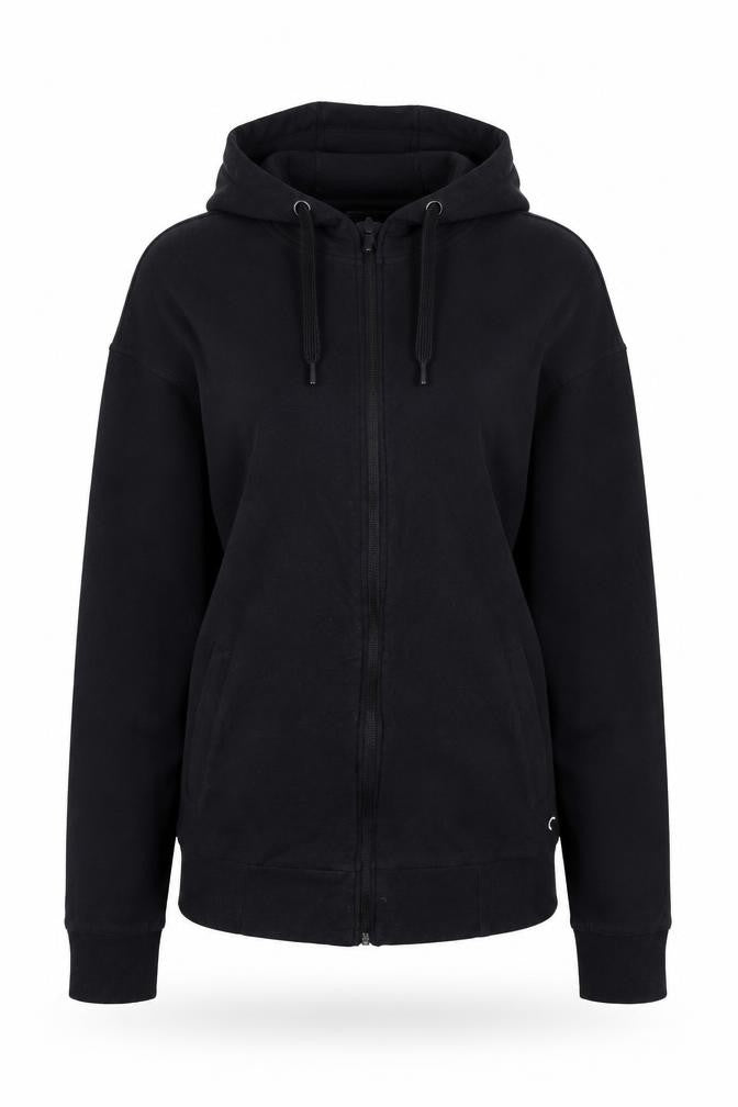 Front view of Marks & Spencer women’s black cardigan jumper, size UK 10