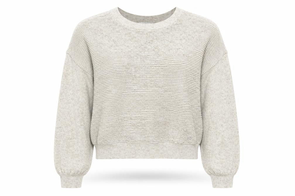 Front view of Jaqueline deYong women’s beige jumper, size XL, - crop jumper