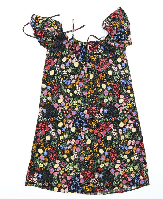 Only Womens Black Floral  Fit & Flare  Size 6