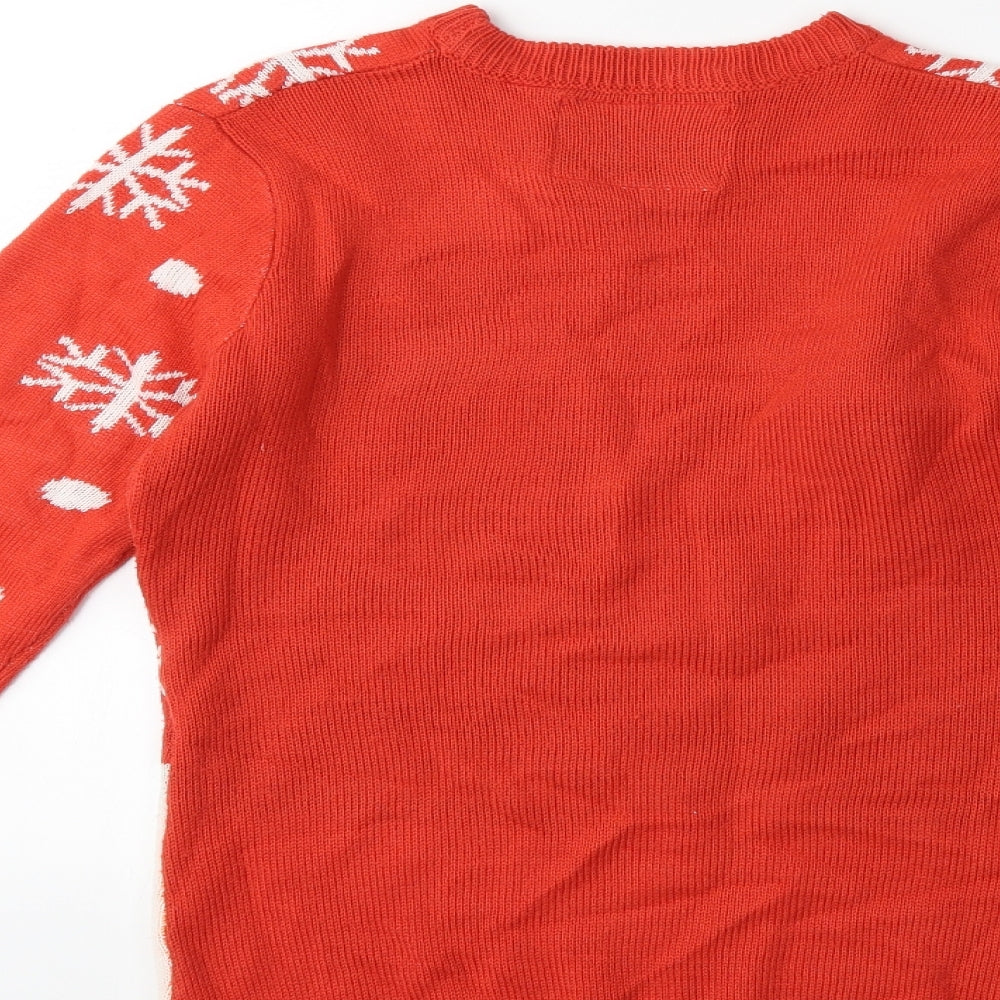 Preworn Mens Red  Knit Pullover Jumper Size M  - chrismtas
