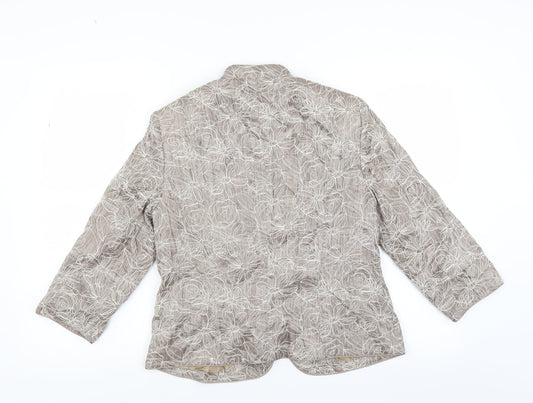 Country Casuals Womens Beige Floral  Jacket Suit Jacket Size 12