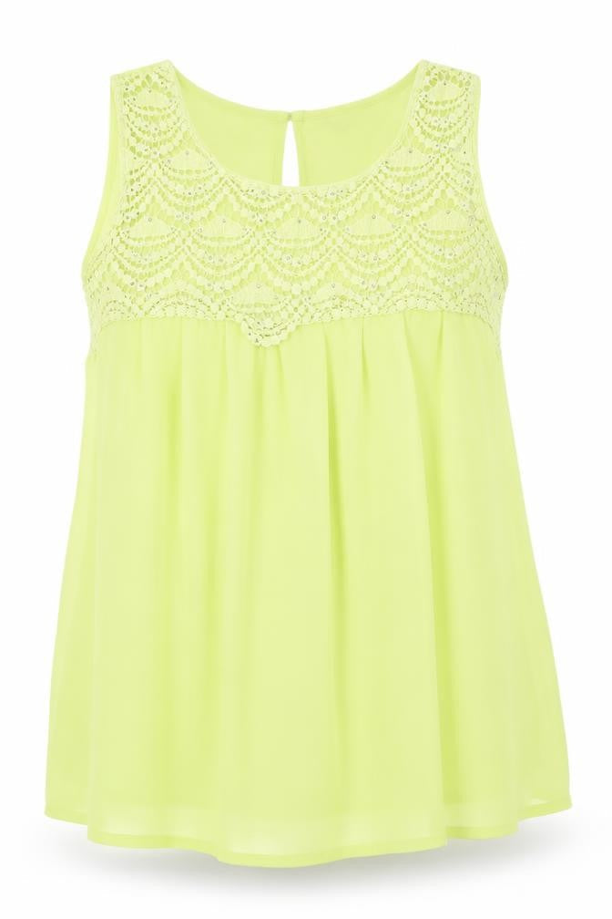 Front view of Dorothy Perkins women’s green camisole tank, size UK 16