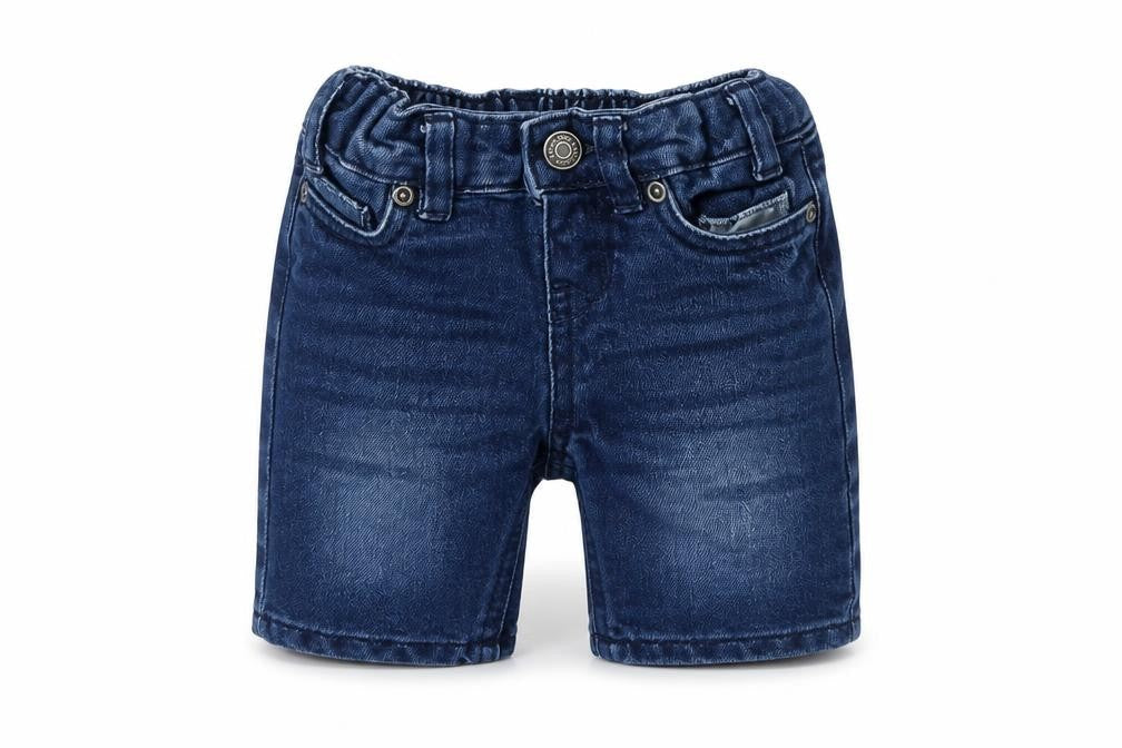 Front view of Primark boys’ blue denim capri jeans, size 9-12, months