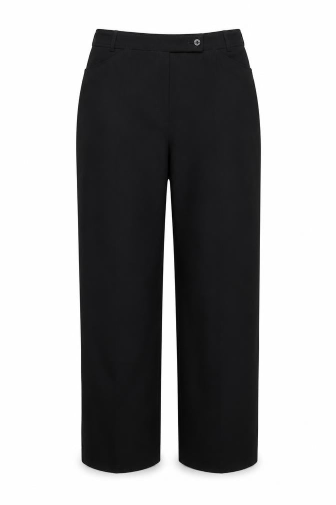 Front view of BRAX women’s black trousers, size UK 32, in, 32-inch leg