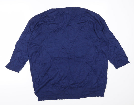 Soon Womens Blue Floral  Pullover Jumper Size 18