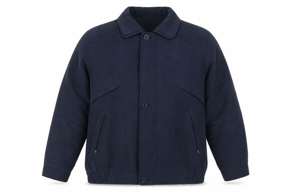 Front view of Simon Taylor women’s blue overcoat coat, size L
