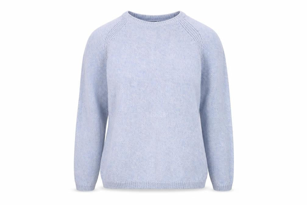 Front view of ble women’s blue jumper, size M
